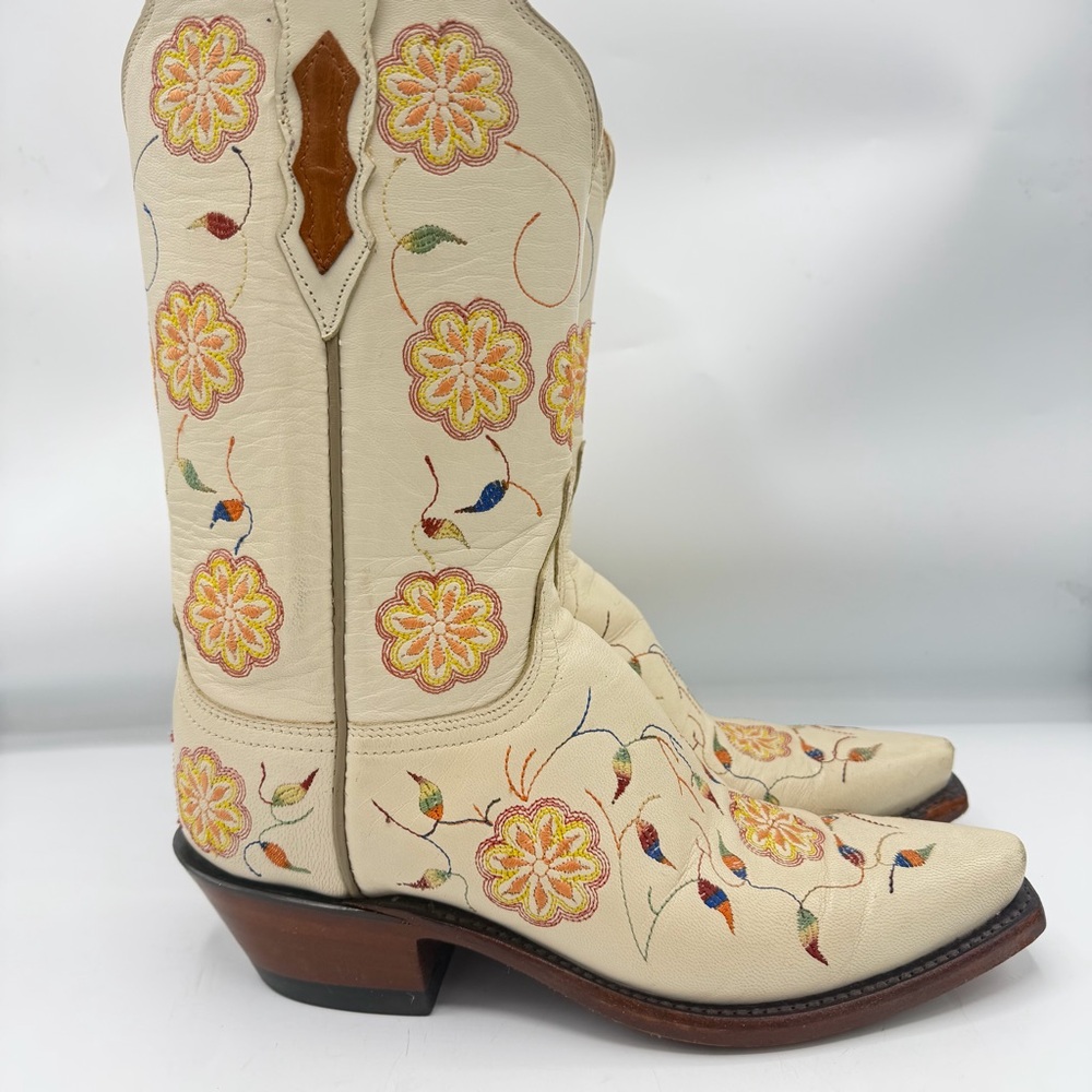 1883 Vintage Lucchese Floral Embroidered Cowboy Boots - Picture 2 of 6